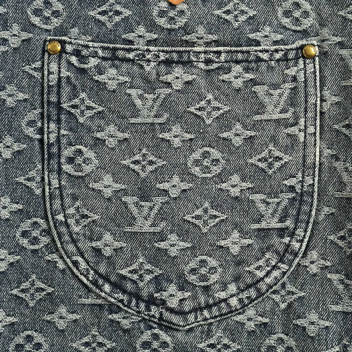 Louis Vuitton/Louis Vuitton love leather brand old flower jacquard jeans